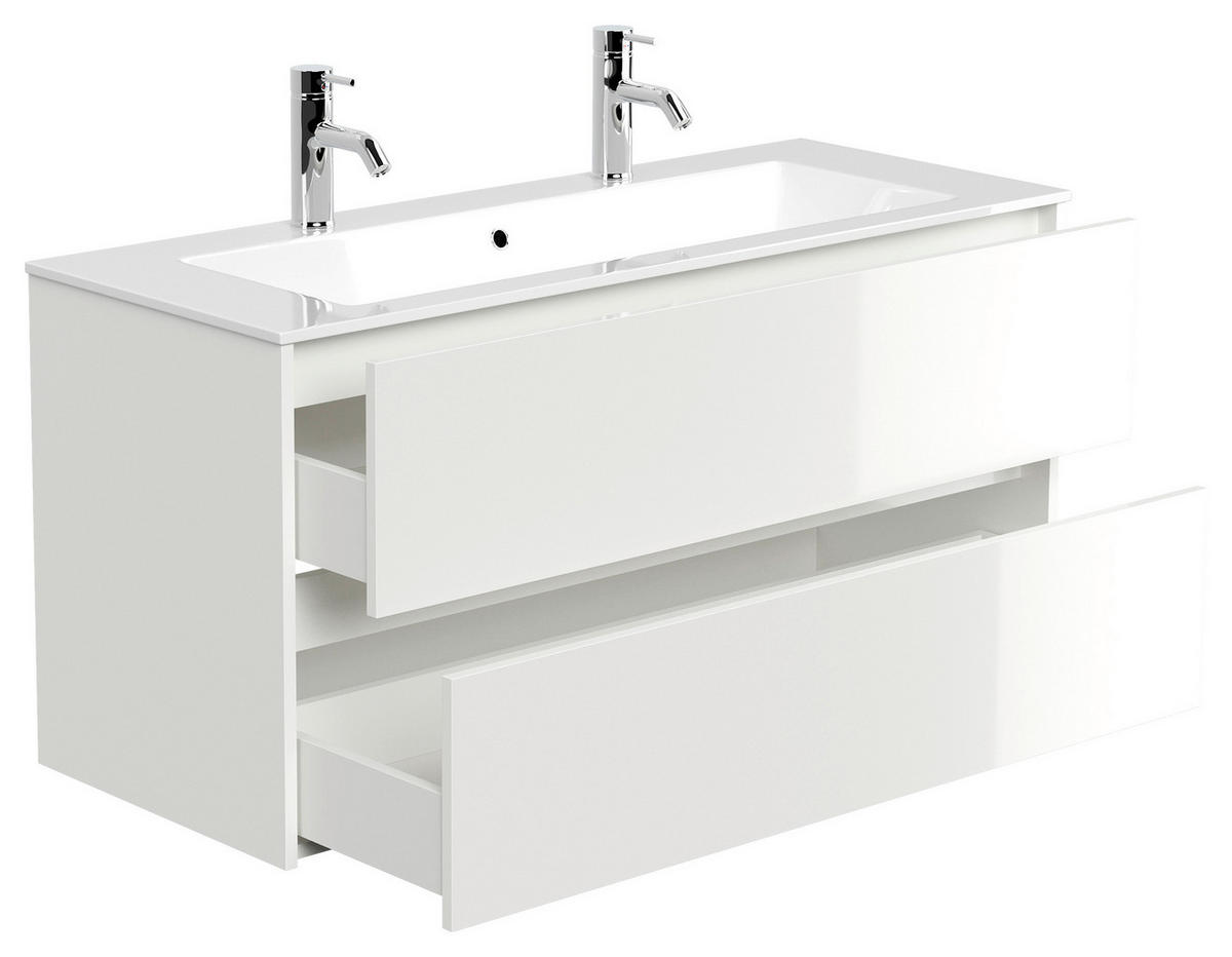 WASCHTISCHKOMBI  - Weiß Hochglanz/Weiß, MODERN, Holzwerkstoff/Stein (120/58,5/46,5cm) - MID.YOU