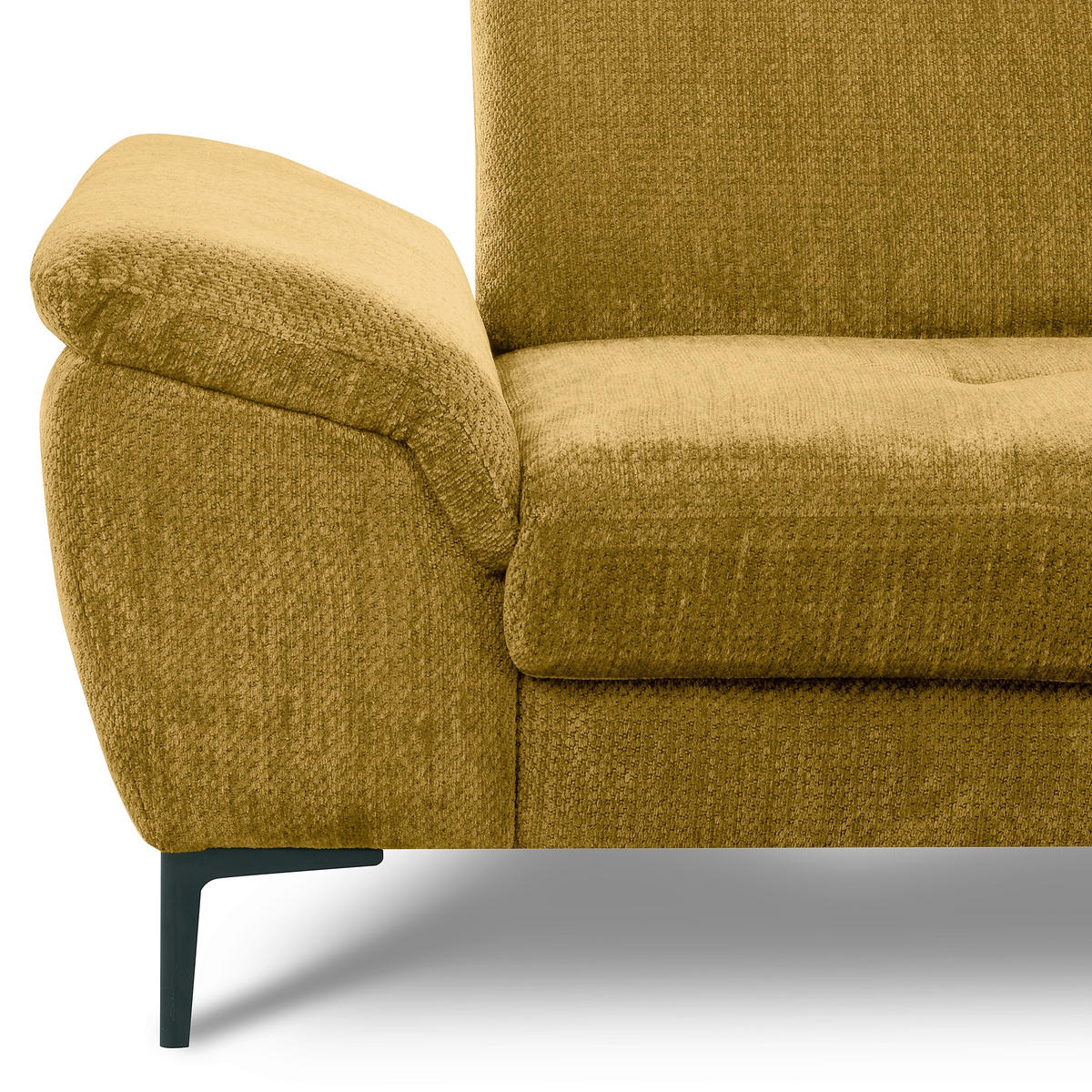 ECKSOFA  Webstoff Senfgelb  - Senfgelb/Schwarz, Design, Textil/Metall (268/195cm) - Livetastic