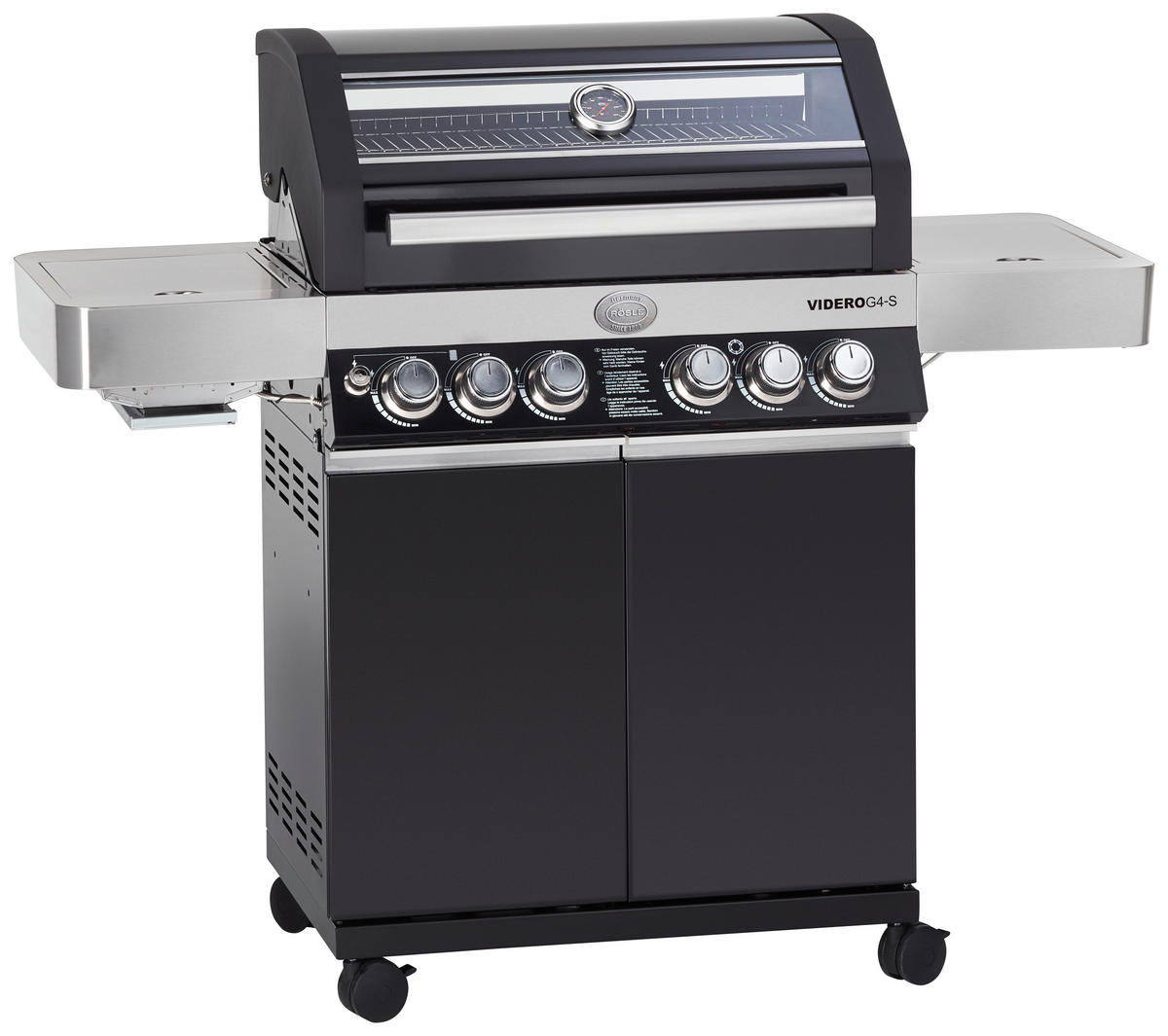 GASGRILL Schwarz VIDERO G4-SB Vario+  - Schwarz, Basics, Metall (138/57/118cm) - Rösle