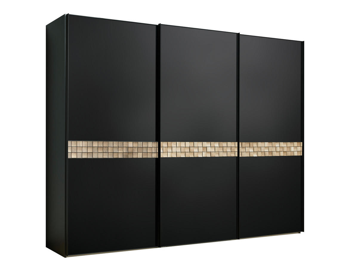 SCHWEBETÜRENSCHRANK 298/240/68 cm 3-türig Anthrazit, Schwarz, Eichefarben  - Eichefarben/Anthrazit, Design, Glas/Holz (298/240/68cm) - Dieter Knoll
