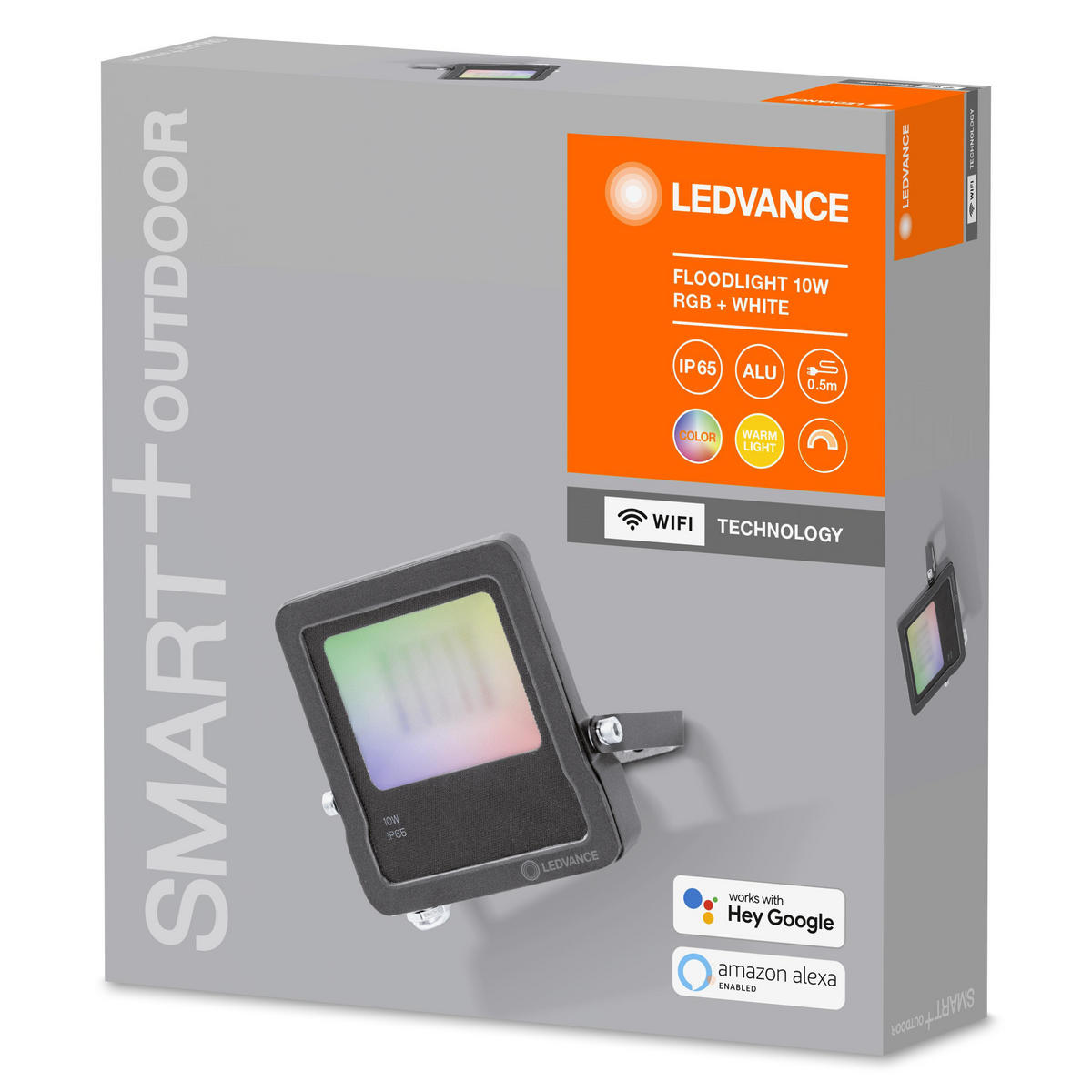 AUßENWANDLEUCHTE Smart+ Outdoor WiFi Flood Multicolor 15,2/12,5/2,8 cm   - Dunkelgrau, Basics, Glas/Metall (15,2/12,5/2,8cm) - Ledvance