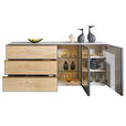 SIDEBOARD 210/90/45 cm  - Eiche Bianco/Beige, Design, Glas/Holz (210/90/45cm) - Ambiente