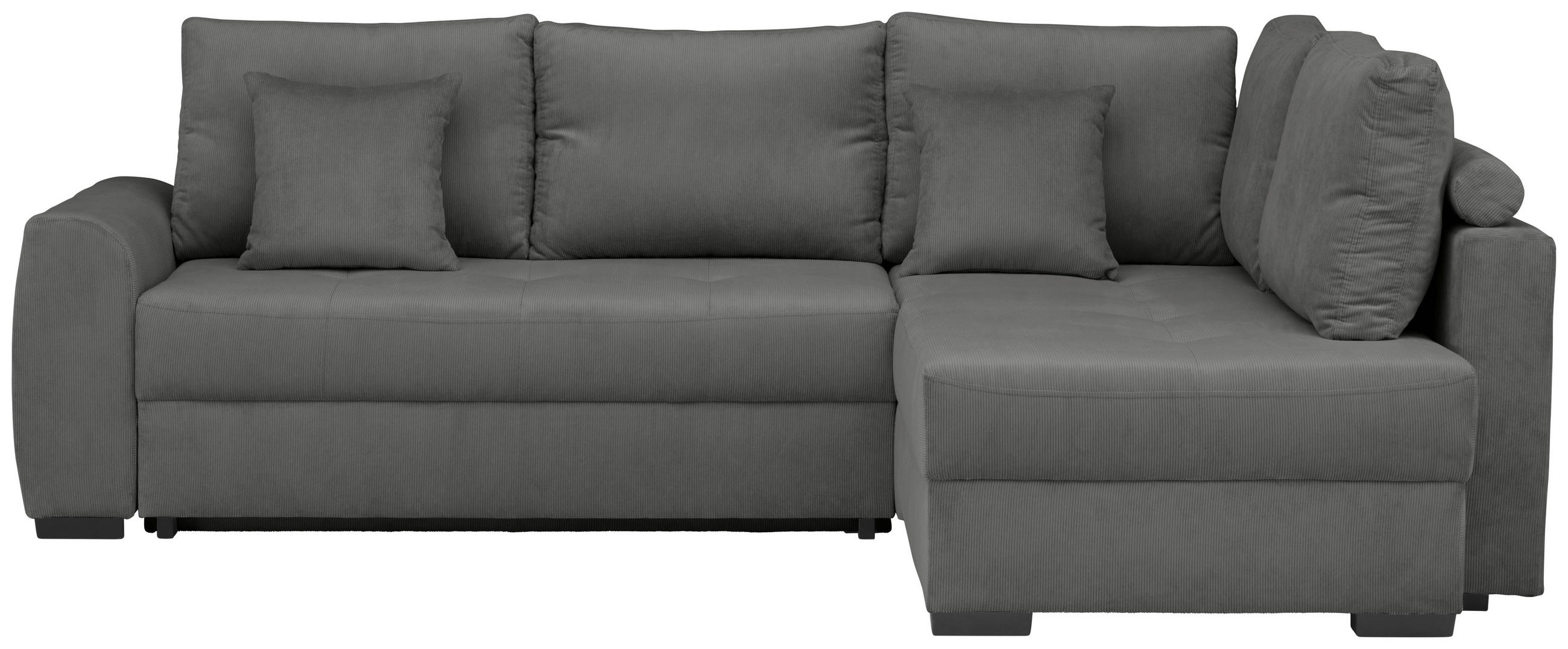 ECKSOFA inkl. Funktionen - Schwarz/Grau, Design, Kunststoff/Textil (265/182cm) - Stylife