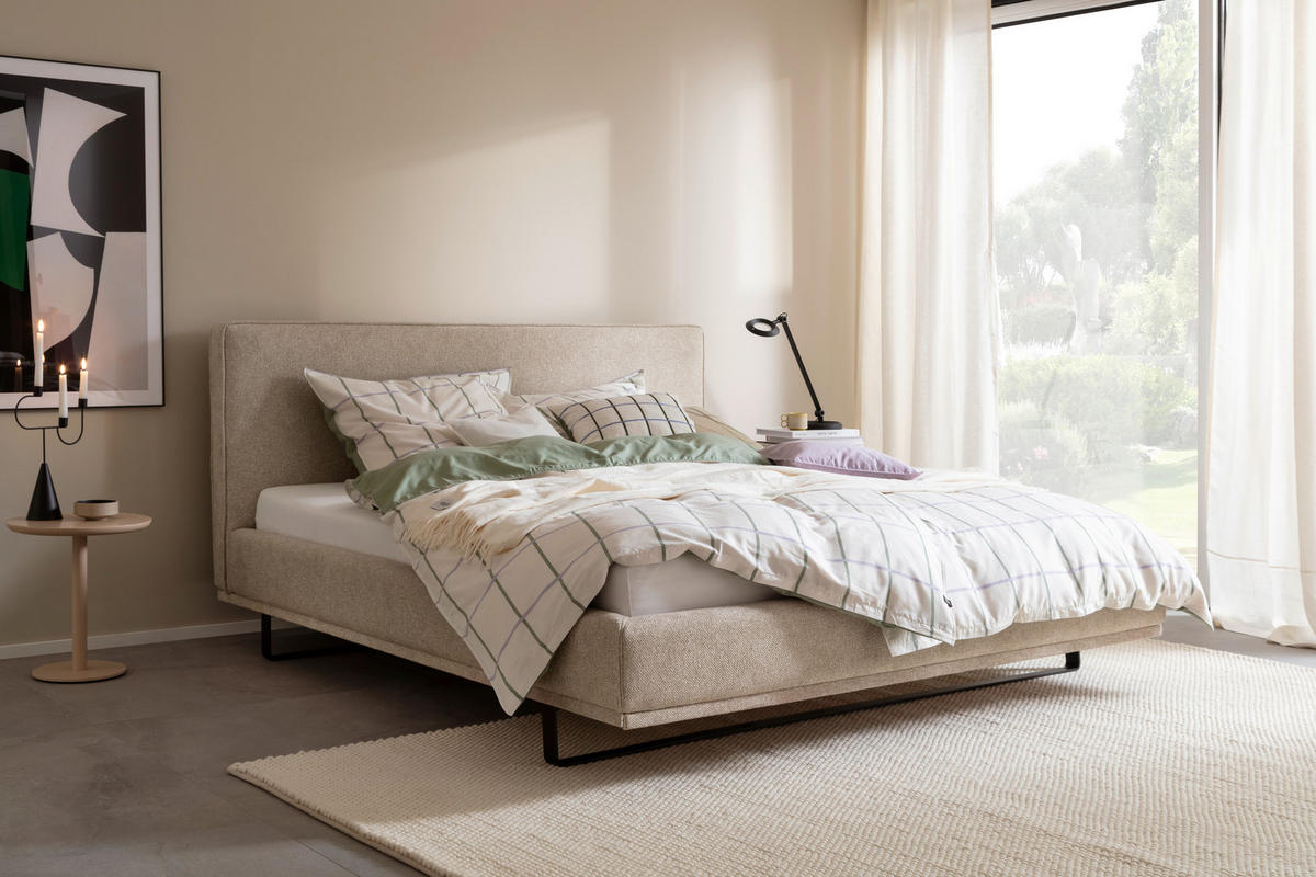 POLSTERBETT Matratze, Lattenrost Beige 180/200 cm  - Birkefarben/Beige, Design, Holz/Textil (180/200cm) - Schöner Wohnen