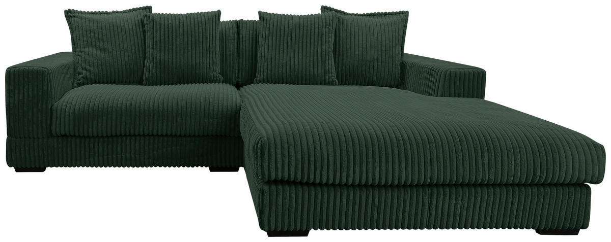 ECKSOFA in Cord Dunkelgrün  285/195 cm  - Dunkelgrün/Schwarz, Design, Kunststoff/Textil (285/195cm) - MID.YOU