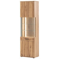 VITRINE  in furniert, massiv Balkeneiche Eichefarben - Eichefarben/Anthrazit, Design, Glas/Holz (60/208/37cm) - Livetastic