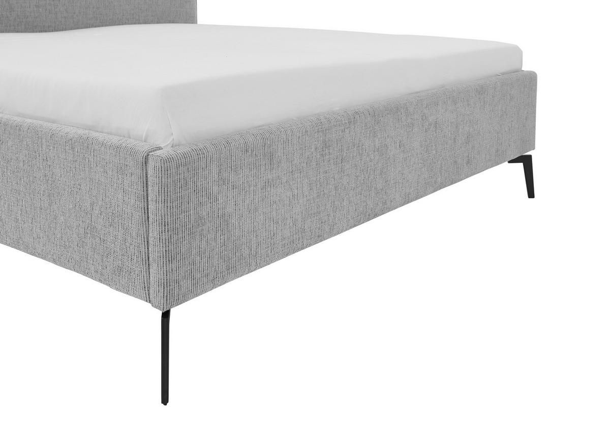 POLSTERBETT 160/200 cm  in Hellgrau  - Hellgrau/Schwarz, Design, Textil/Metall (160/200cm) - home24