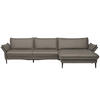 ECKSOFA in Echtleder Graubraun  - Graubraun/Schwarz, Design, Leder/Metall (334/172cm) - Valdera