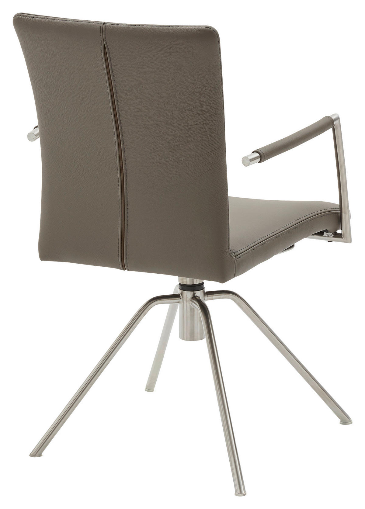ARMLEHNSTUHL  in Echtleder pigmentiert  - Grau, Design, Leder/Metall (55/91/58cm) - Musterring