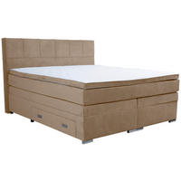 BOXSPRINGBETT 180/200 cm  in Taupe  - Taupe/Chromfarben, Design, Holz/Holzwerkstoff (180/200cm) - Boxxx