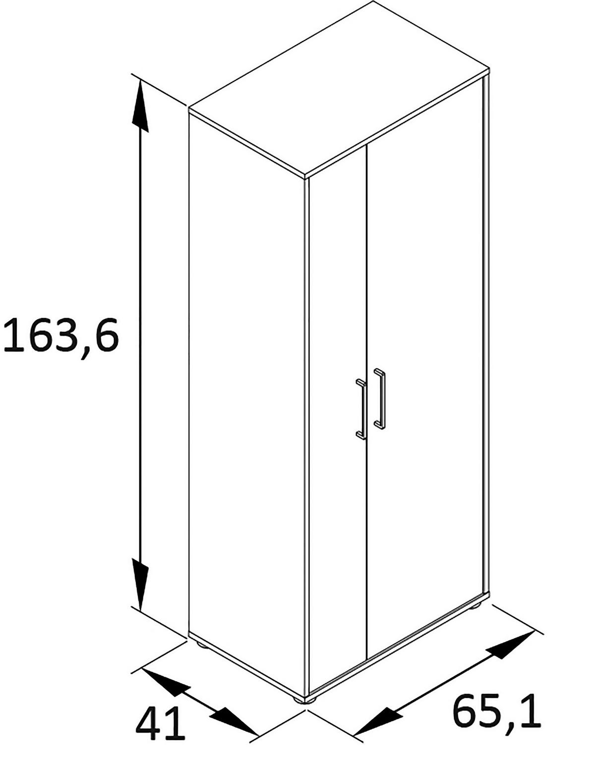 AKTENSCHRANK 65,1/163,6/41 cm  - Eichefarben/Schwarz, MODERN, Holzwerkstoff (65,1/163,6/41cm) - MID.YOU