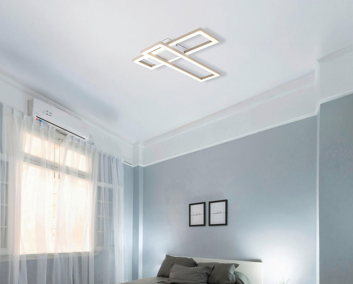 LED-DECKENLEUCHTE 55/15,5/5,5 cm   - Sandfarben/Weiß, Design, Kunststoff (55/15,5/5,5cm) - Globo