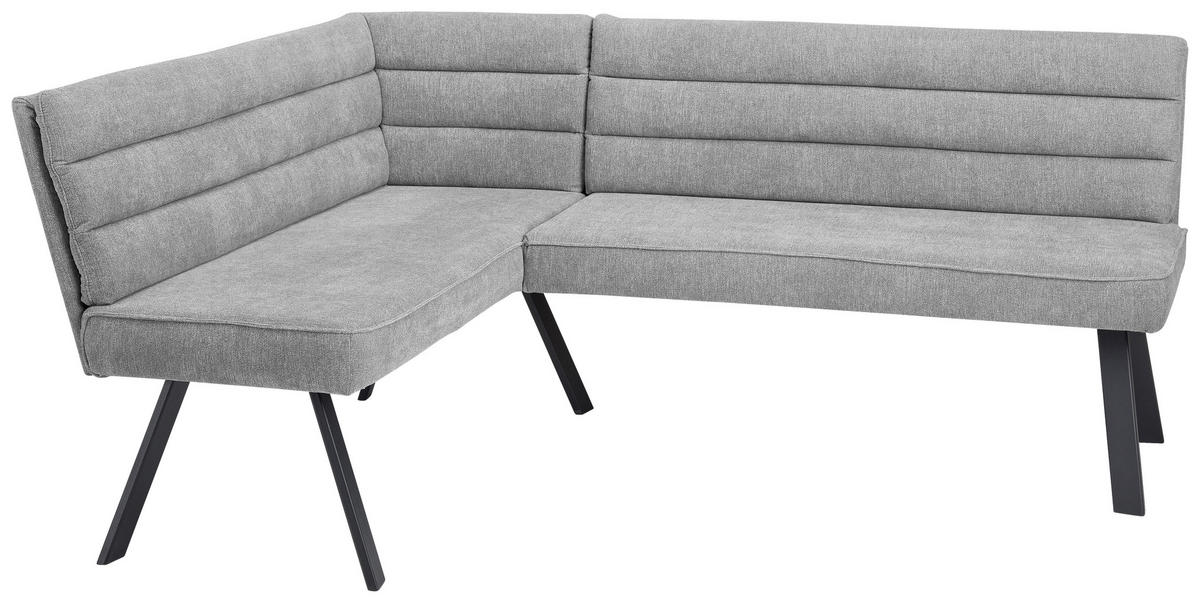 ECKBANK 140/175 cm beflockt Grau, Schwarz   - Schwarz/Grau, Design, Textil/Metall (140/175cm) - Cantus