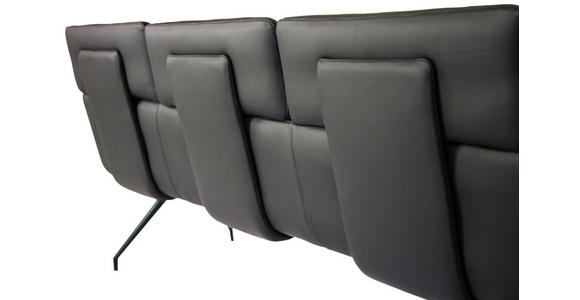 SITZBANK 200/91/70 cm Echtleder Schwarz  - Schwarz, Design, Leder/Metall (200/91/70cm) - Dieter Knoll