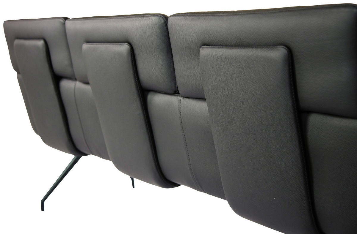 SITZBANK 200/91/70 cm Echtleder Schwarz  - Schwarz, Design, Leder/Metall (200/91/70cm) - Dieter Knoll