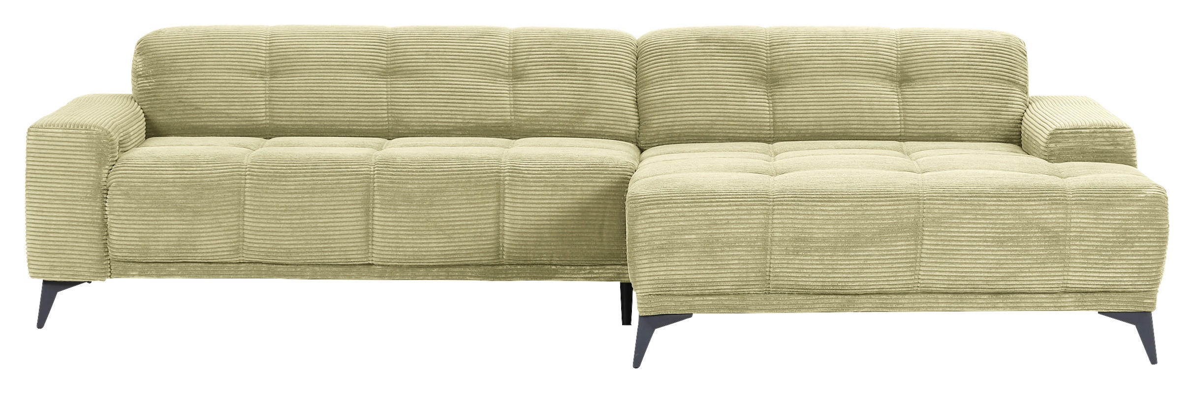 ECKSOFA in Cord Hellgrün  - Schwarz/Hellgrün, Konventionell, Textil/Metall (295/165cm) - Carryhome