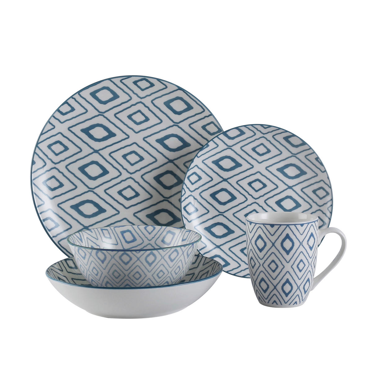 KOMBINOVANÝ SERVIS 30-dielne, porcelán keramika  - modrá/zelená, Lifestyle, keramika - Landscape