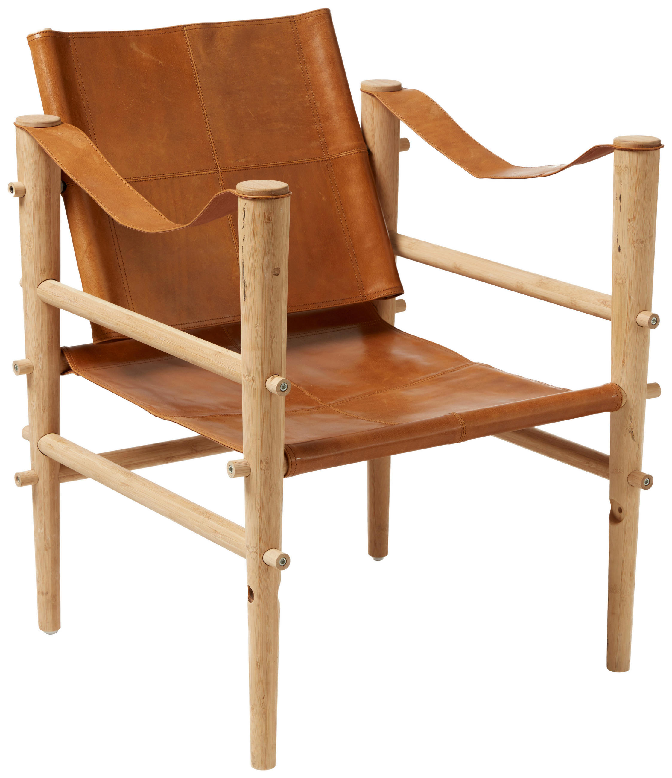 SESSEL in Echtleder Braun  - Braun/Naturfarben, ROMANTIK / LANDHAUS, Leder/Holz (59/79/61cm) - MID.YOU