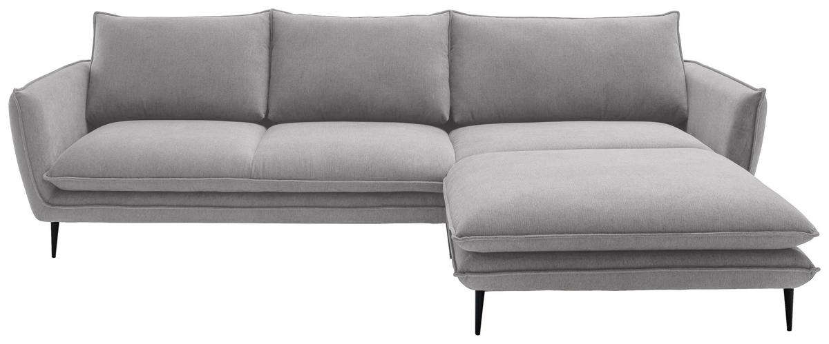 ECKSOFA Grau Webstoff  - Schwarz/Grau, KONVENTIONELL, Textil/Metall (304/196cm) - Hom`in