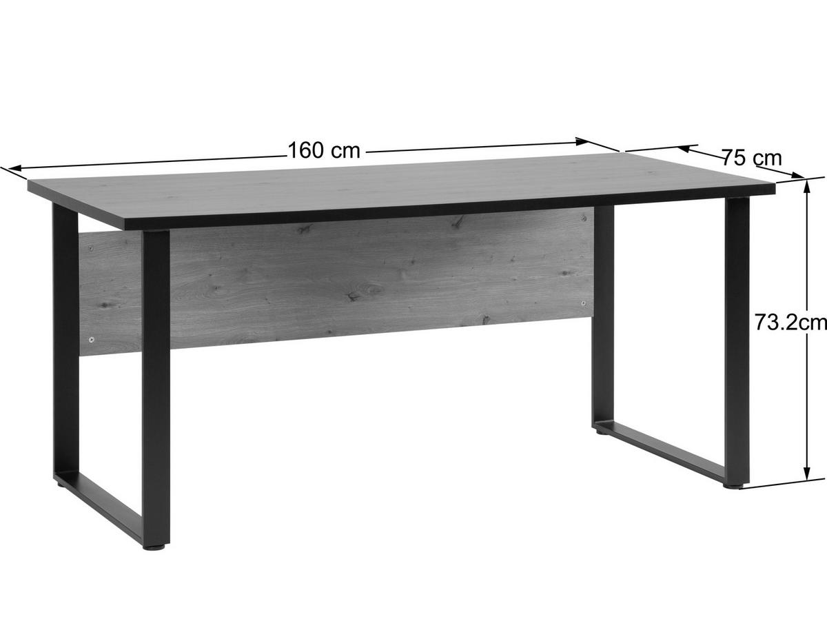 SCHREIBTISCH 160/75/73,5 cm Schwarz, Eiche Artisan   - Schwarz/Eiche Artisan, MODERN, Holzwerkstoff/Metall (160/75/73,5cm) - Livetastic