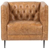 CHESTERFIELD-SESSEL Echtleder Cognac  - Cognac/Schwarz, LIFESTYLE, Leder/Metall (78/81/73,5cm) - Livetastic