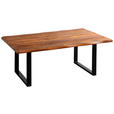 COUCHTISCH Akazie Hartholz 118/70/45 cm Schwarz, Akaziefarben  - Schwarz/Akaziefarben, Natur, Holz/Metall (118/70/45cm) - Landscape