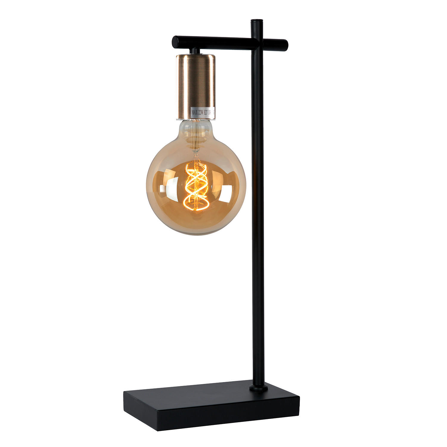 TISCHLEUCHTE 20/12/52 cm   - Bernsteinfarben/Schwarz, KONVENTIONELL, Kunststoff/Metall (20/12/52cm)