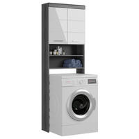 SKRINKA NA PRÁČKU, antracitová, sivá, biela s vysokým leskom, 63/191/24 cm - sivá/biela s vysokým leskom, Modern, kompozitné drevo/plast (63/191/24cm) - MID.YOU