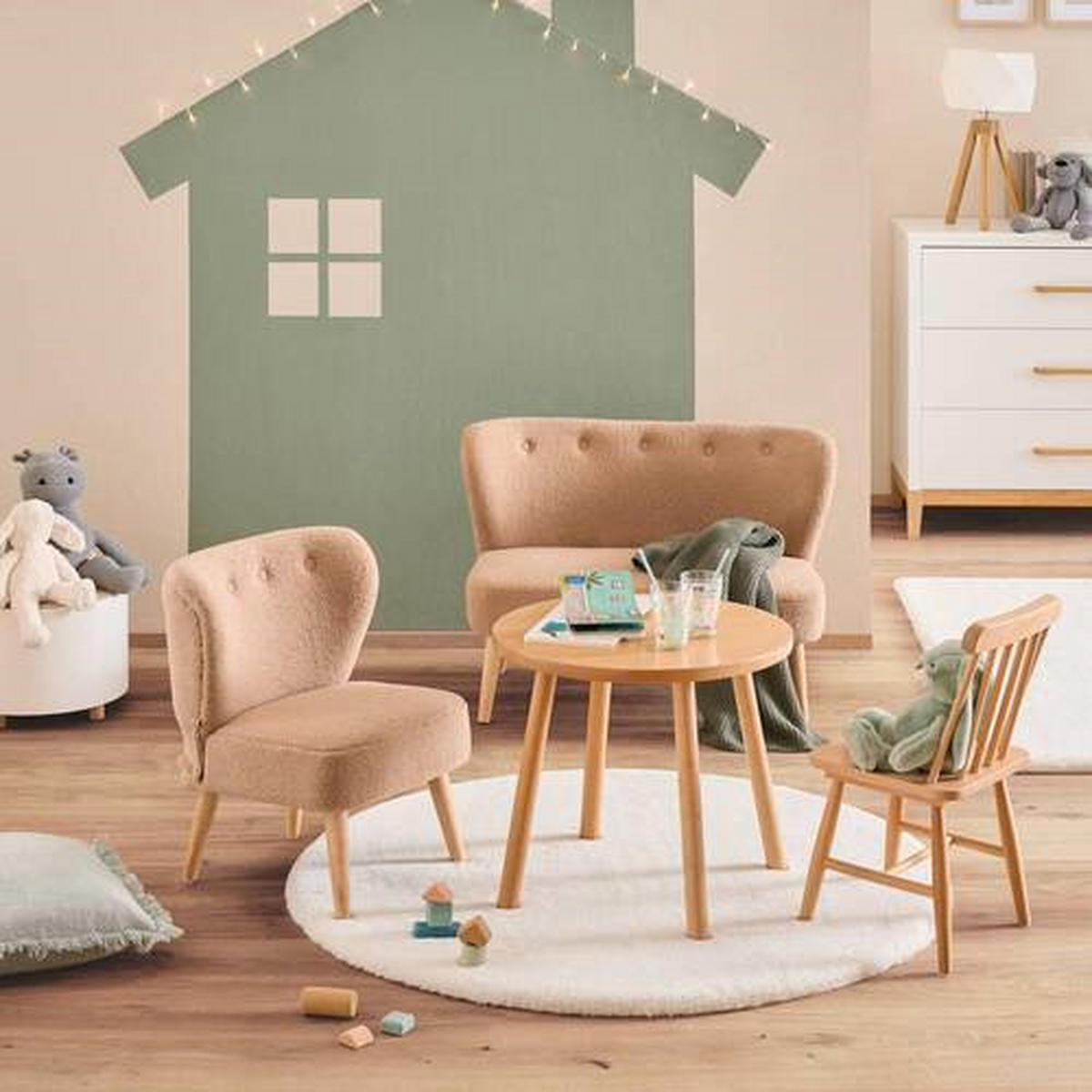 DETSKÉ KRESLO  - cappuccino, Trend, drevo/textil (48,5/48/60,5cm) - Jimmylee