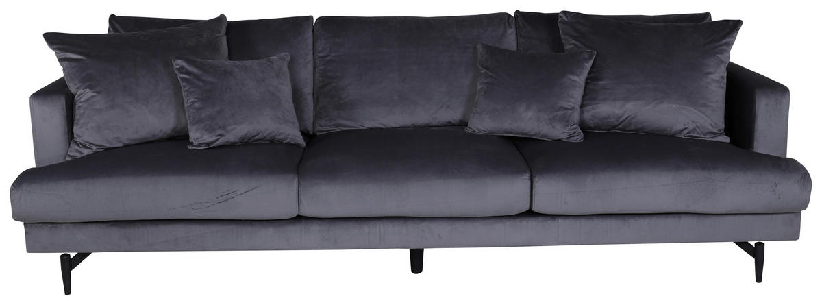 3-SITZER-SOFA in Schwarz, Dunkelgrau  - Dunkelgrau/Schwarz, Design, Kunststoff/Textil (260/86/88cm) - Livetastic