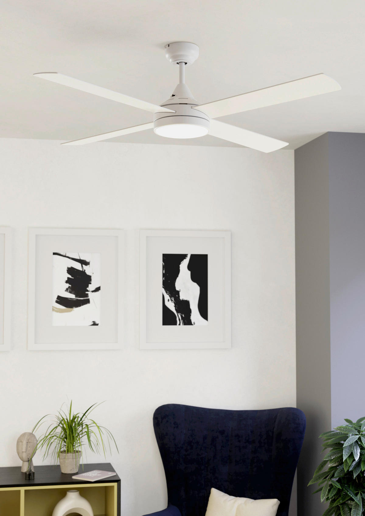 DECKENVENTILATOR - Braun/Weiß, KONVENTIONELL, Kunststoff/Metall (122/32cm)