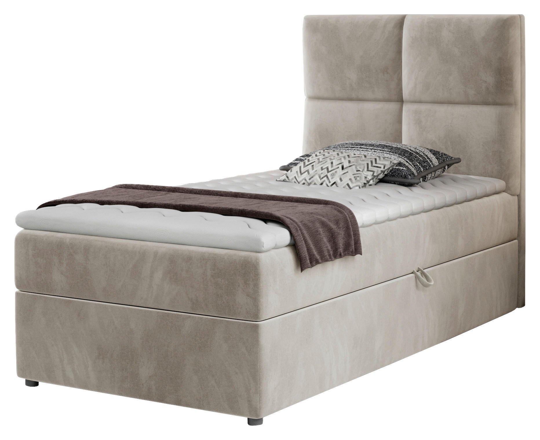BOXBETT 90/200 cm  in Beige  - Beige/Silberfarben, MODERN, Holz/Kunststoff (90/200cm) - MID.YOU