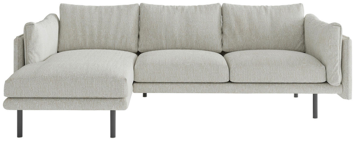 ECKSOFA in Flachgewebe Champagner  - Champagner/Beige, Design, Textil/Metall (160/268/100cm) - Livetastic