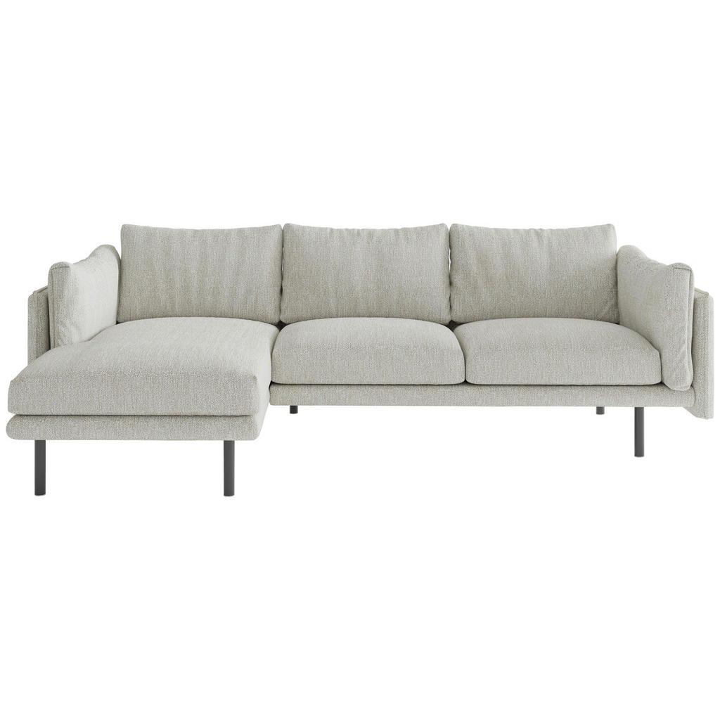 Thumbnail - Novel Ecksofa Salama, Champagner, Textil, 4-Sitzer, Füllung: Daunen, Silikon, Ottomane links, L-Form, 268x160 cm, Made i...