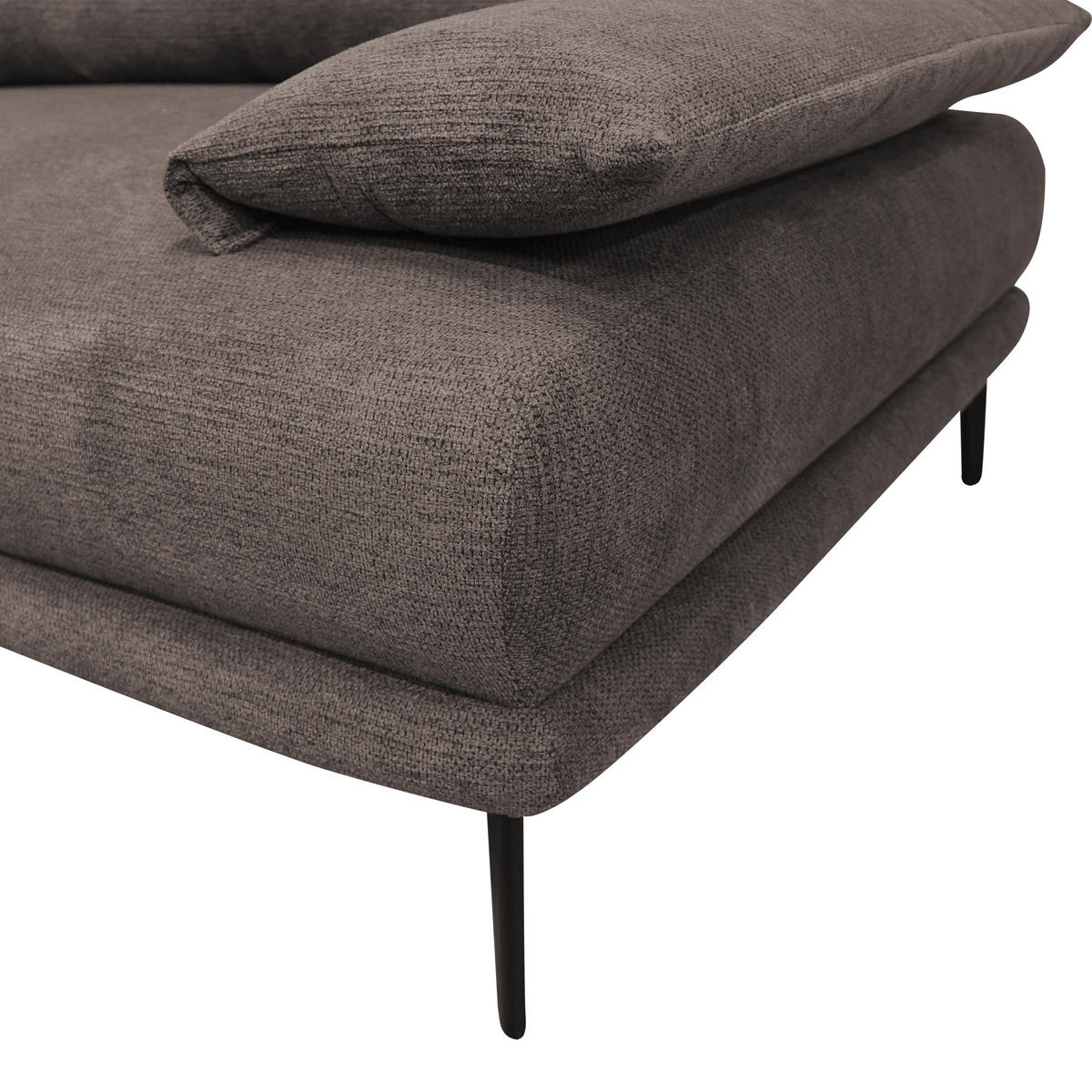 ECKSOFA Graubraun Webstoff  - Graubraun/Schwarz, Design, Textil/Metall (192/260cm) - MID.YOU
