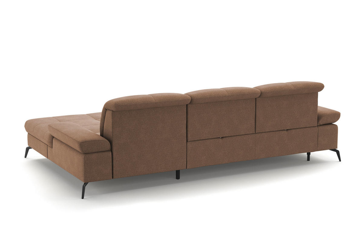 ECKSOFA in Flachgewebe Hellbraun  - Hellbraun/Schwarz, Konventionell, Textil/Metall (279/185cm) - Sit & More
