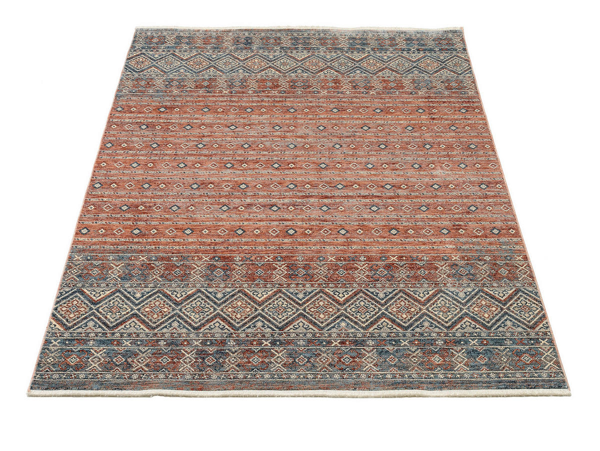 WEBTEPPICH  Wohnzimmer 80/150 cm Korsika Blau, Terracotta rechteckig  - Blau/Terracotta, Design, Textil (80/150cm) - Novel