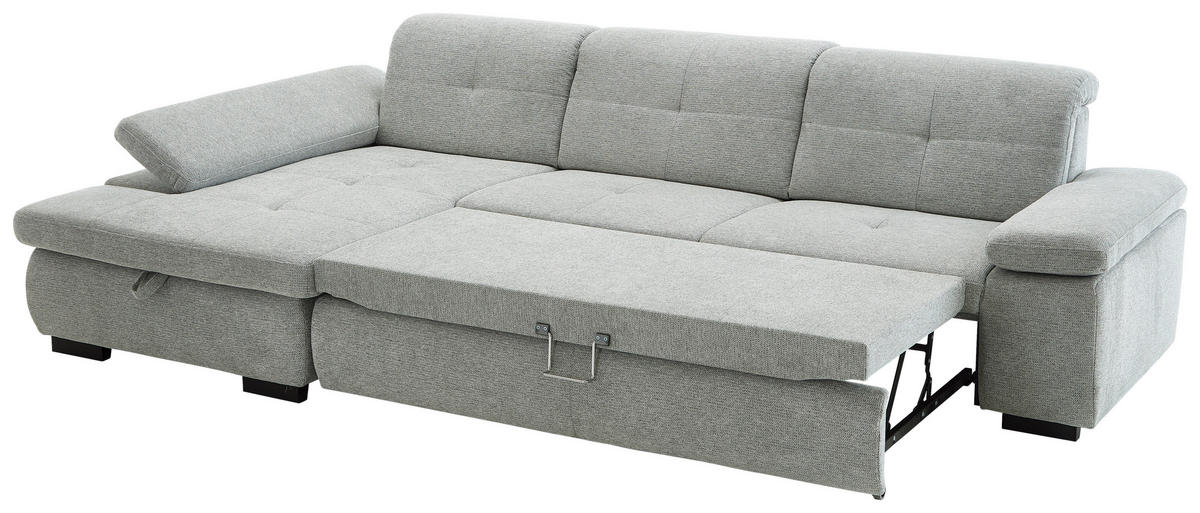 ECKSOFA in Flachgewebe Alufarben  - Schwarz/Alufarben, Design, Textil/Metall (174/297cm) - Beldomo Style