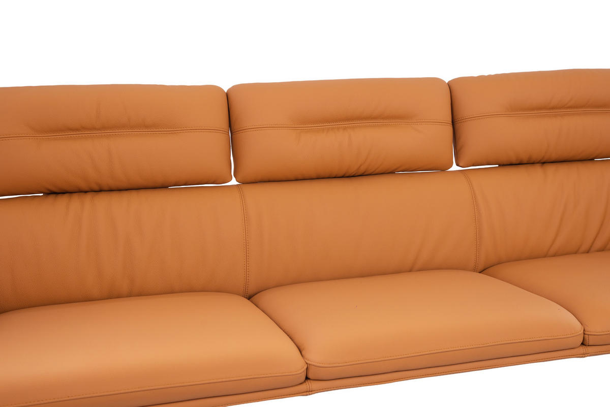SITZBANK 200/91/70 cm Echtleder Cognac, Schwarz  - Cognac/Schwarz, Design, Leder/Metall (200/91/70cm) - Dieter Knoll