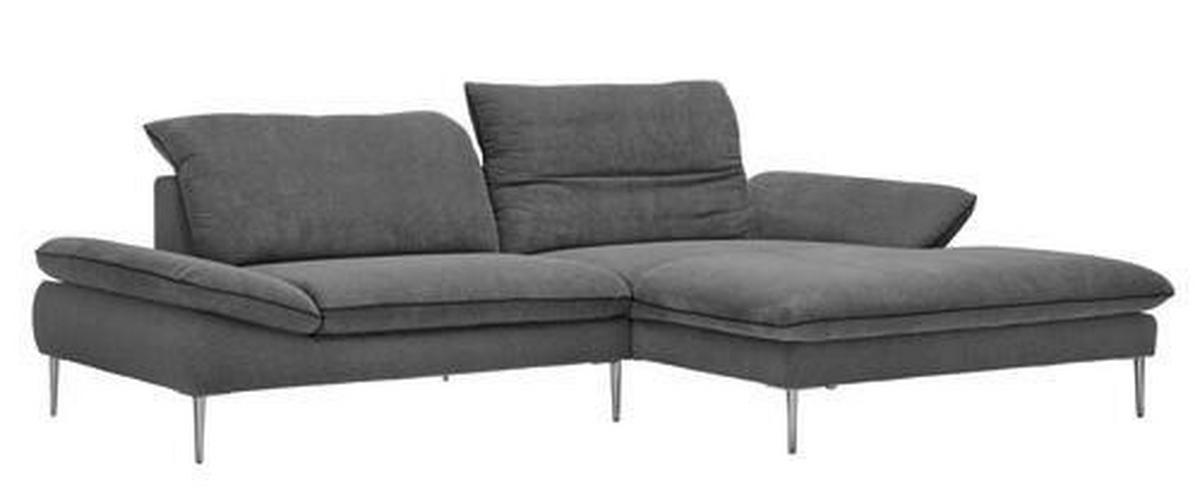 ECKSOFA Grau Webstoff  - Chromfarben/Schwarz, Design, Textil/Metall (292/185cm) - Chilliano
