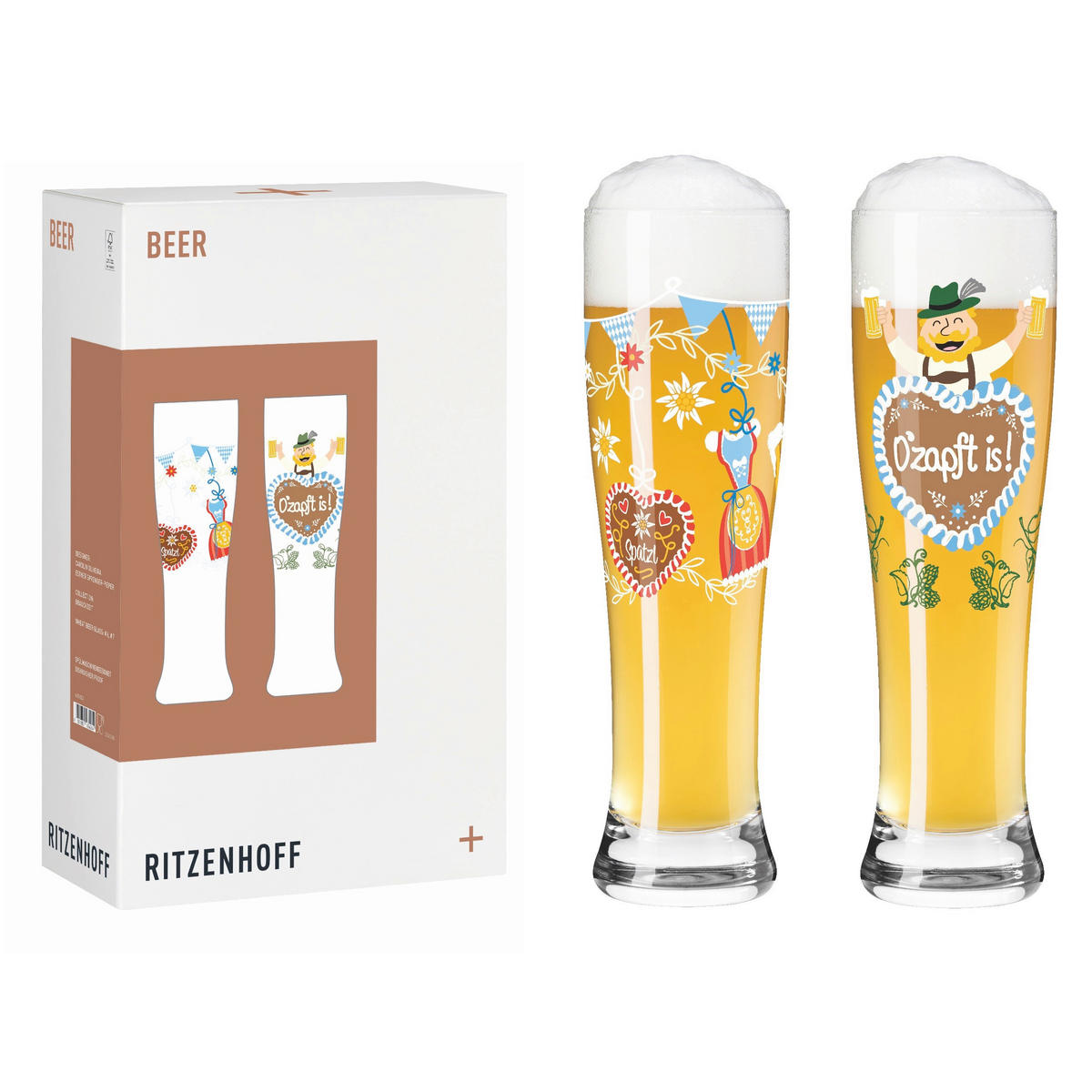 GLÄSERSET Brauchzeit Weizen  2-teilig  - Blau/Transparent, Basics, Glas (16,2/8,1/26,6cm) - Ritzenhoff