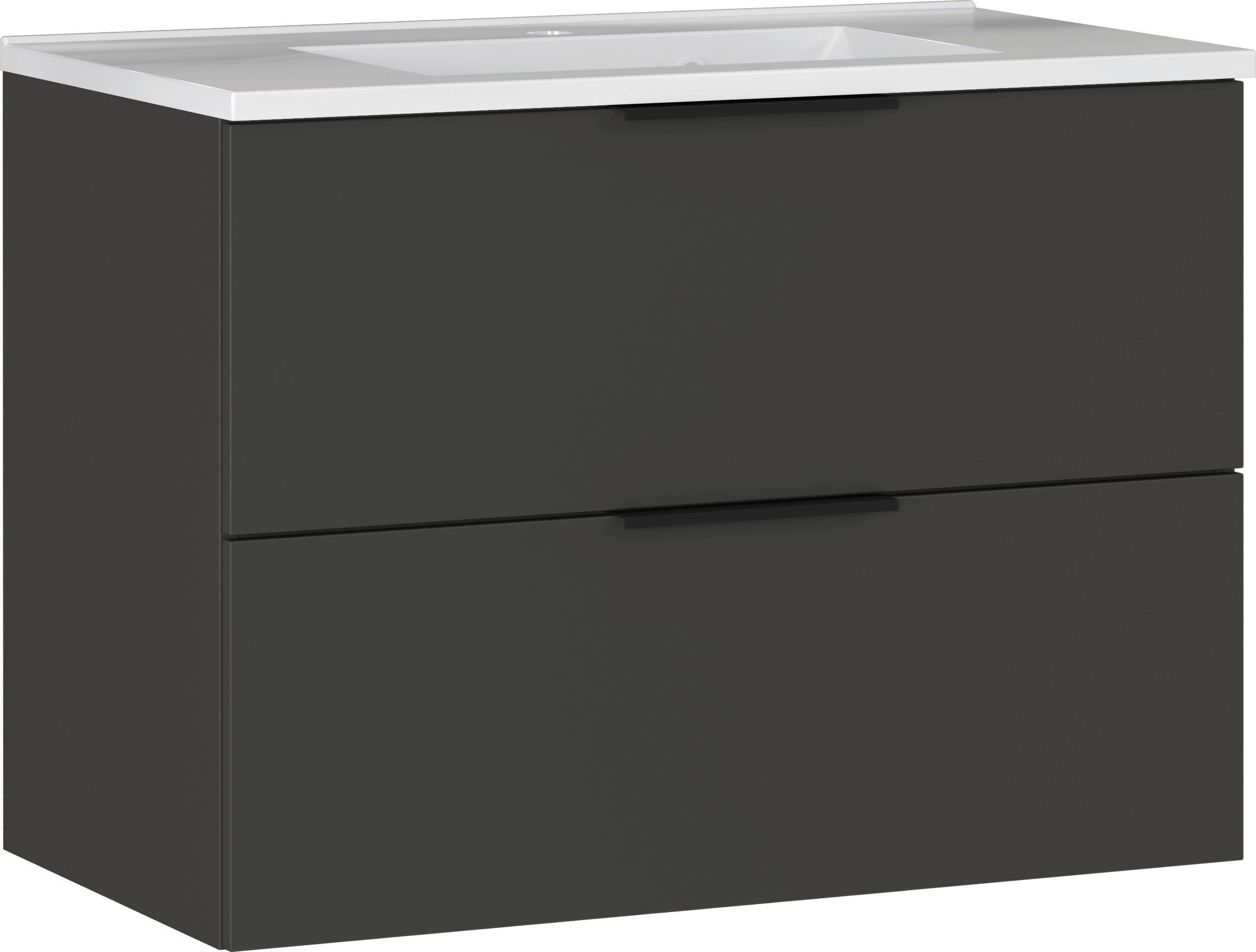 WASCHTISCHKOMBI 81 cm  - Graphitfarben/Schwarz, MODERN, Keramik/Holzwerkstoff (81cm) - Germania