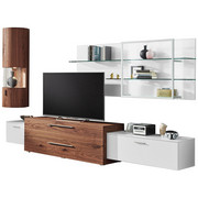 OBÝVACÍ STĚNA, barvy ořechu, bílá - bílá/barvy ořechu, Design, kov/dřevo (334,4/223/51,9cm) - Ambiente by Hülsta