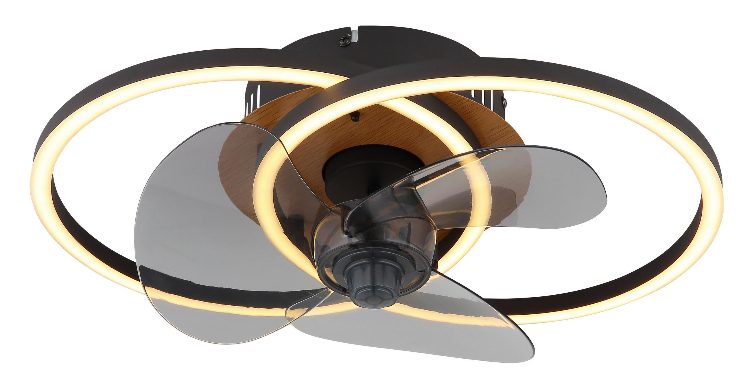 MENNYEZETI VENTILÁTOR - fekete/szürke, Design, műanyag/fém (42/28/14,4cm) - Globo