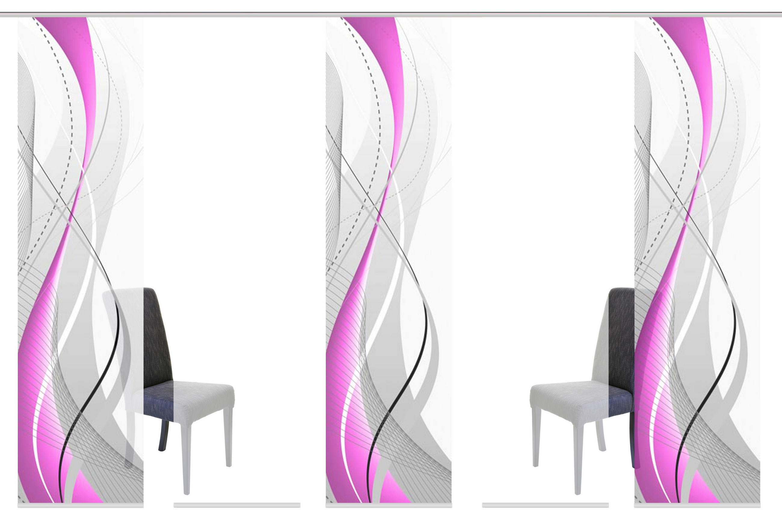 FLÄCHENVORHANG  5 Stück  halbtransparent   60/245 cm  - Beere/Brombeere, Design, Textil (60/245cm)