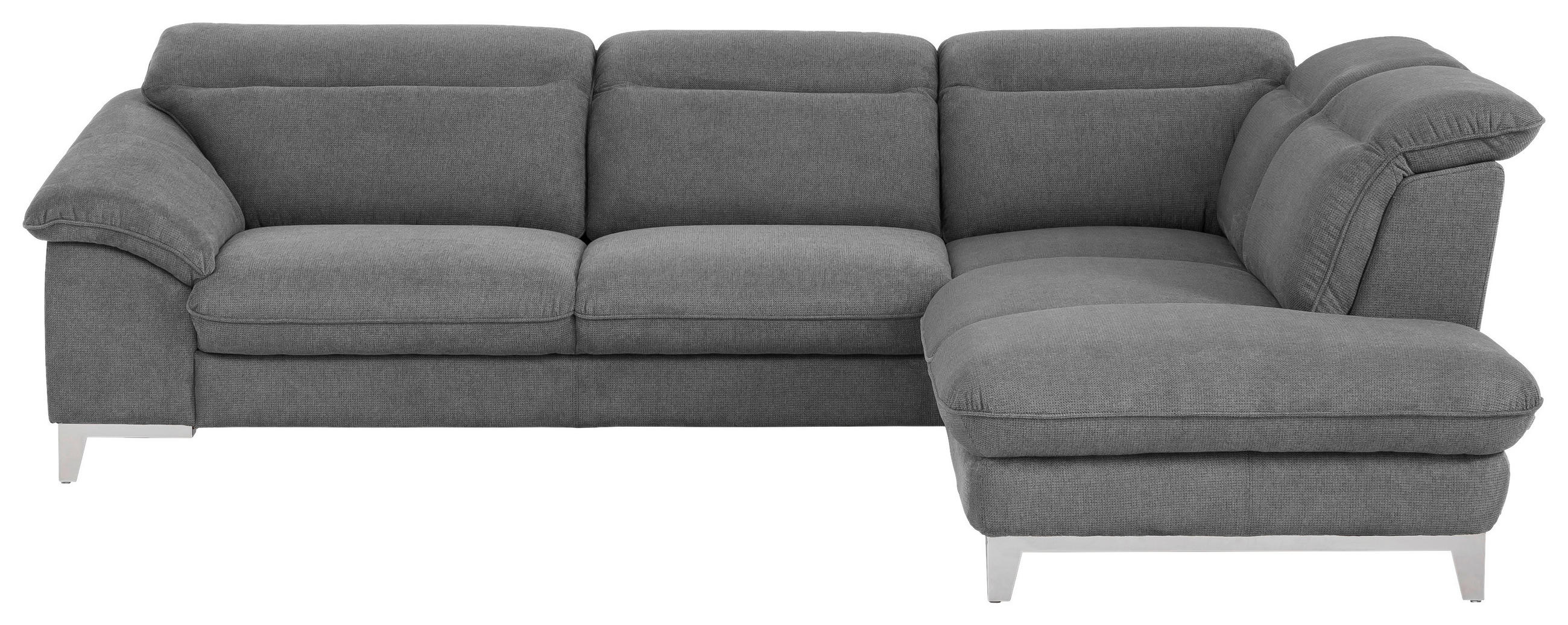 ECKSOFA Chenille Grau  - Chromfarben/Grau, Design, Textil/Metall (293/232cm) - Livetastic