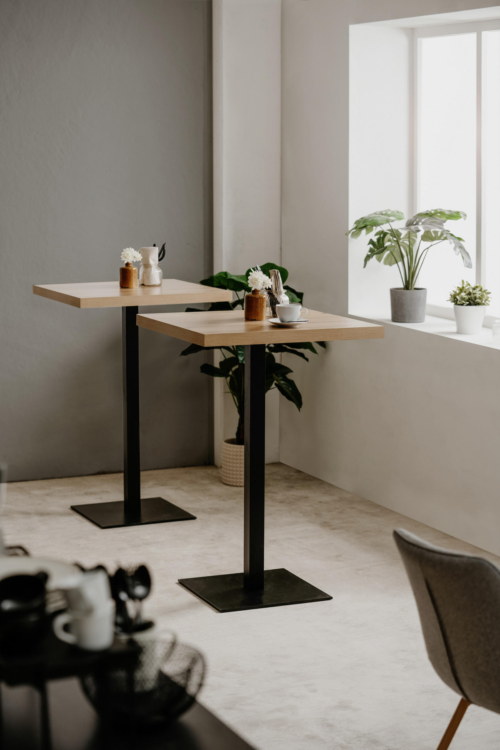BARTISCH quadratisch Schwarz, Eiche Artisan - Schwarz/Eiche Artisan, MODERN, Metall (70/70/105cm) - MID.YOU