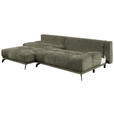 ECKSOFA in Chenille Olivgrün  - Schwarz/Olivgrün, MODERN, Textil/Metall (182/290cm) - Hom`in