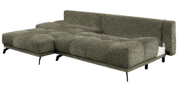 ECKSOFA in Chenille Olivgrün  - Schwarz/Olivgrün, MODERN, Textil/Metall (182/290cm) - Hom`in