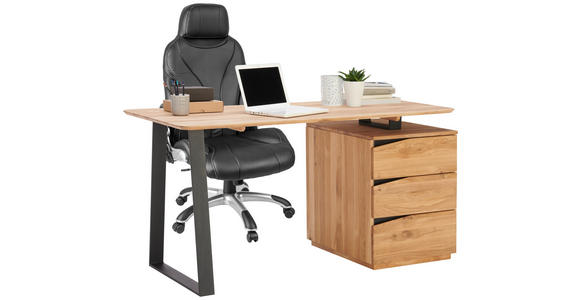 SCHREIBTISCH 140/65/75 cm  in Wildeiche  - Wildeiche/Schwarz, Natur, Holz/Metall (140/65/75cm) - Linea Natura